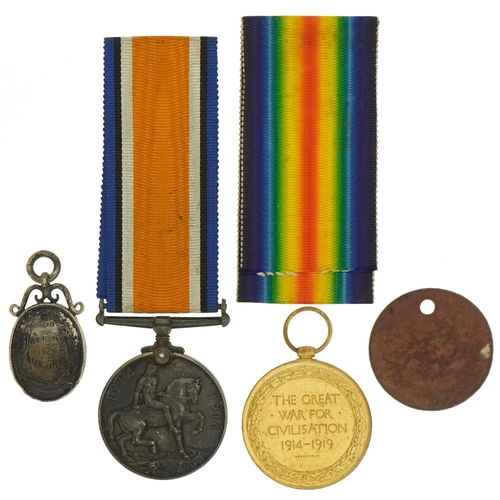 1352 - British military World War I pair with related dog tag and silver sports jewel, the pair awarded to ... 