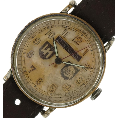 1392 - Ebel, German military interest wristwatch with Panzer Division motifs, the dial inscribed Das Reich,... 