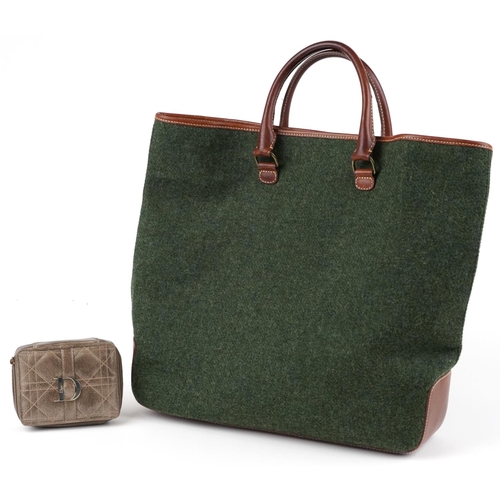 1079 - J Crew woollen and leather bag together with a Christian Dior makeup bag, largest 46cm x 36cm