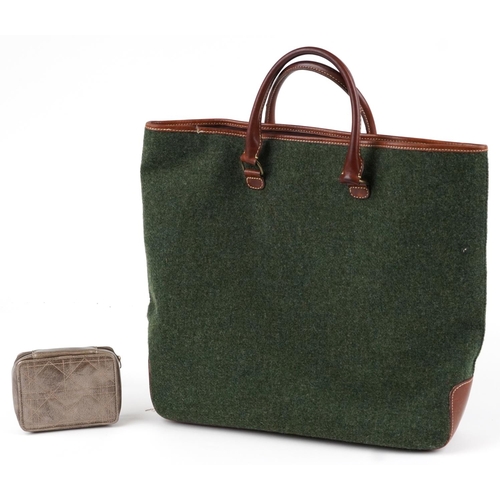 1079 - J Crew woollen and leather bag together with a Christian Dior makeup bag, largest 46cm x 36cm