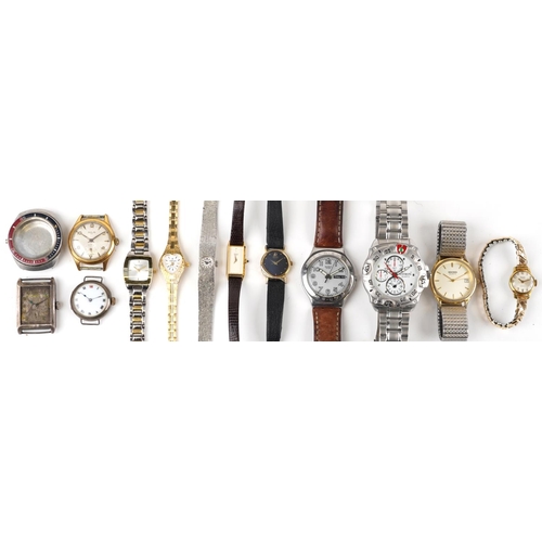 3728 - Vintage and later wristwatches including Swatch, Solo, silver Art Deco watch and a Pepsi bezel