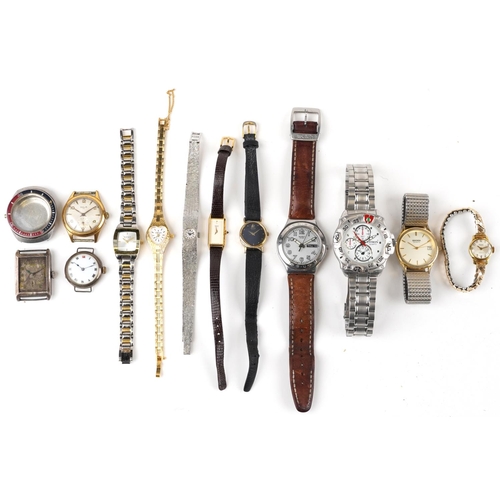 3728 - Vintage and later wristwatches including Swatch, Solo, silver Art Deco watch and a Pepsi bezel