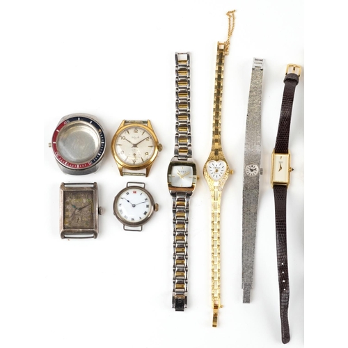 3728 - Vintage and later wristwatches including Swatch, Solo, silver Art Deco watch and a Pepsi bezel