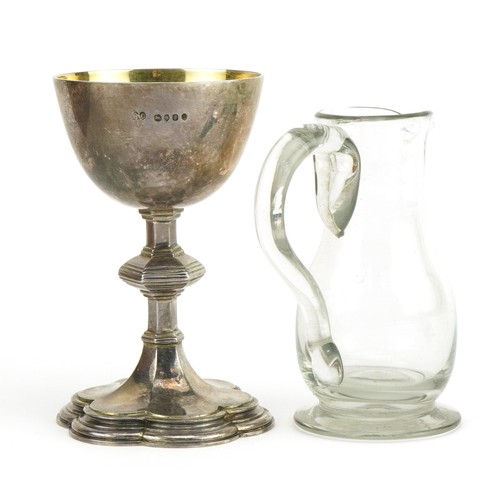 182 - Richards & Brown, Victorian ecclesiastical silver holy communion set comprising chalice and plate wi... 