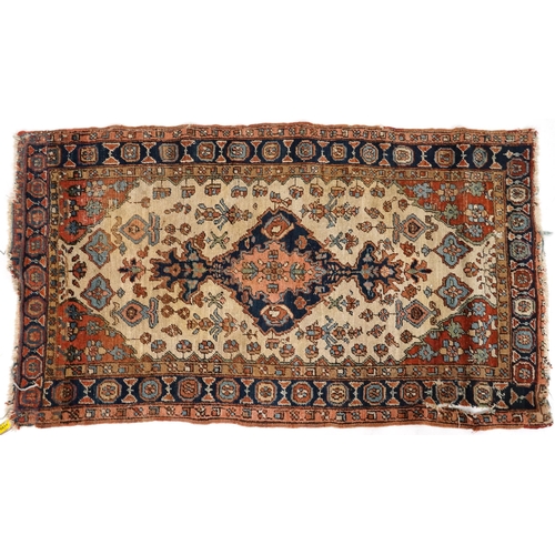 2186 - Rectangular Turkish rug with allover geometric and animal design, 200cm x 114cm