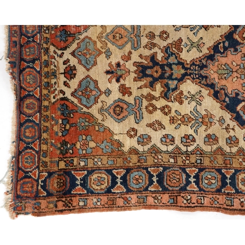 2186 - Rectangular Turkish rug with allover geometric and animal design, 200cm x 114cm