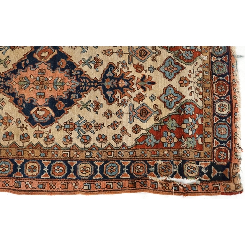 2186 - Rectangular Turkish rug with allover geometric and animal design, 200cm x 114cm