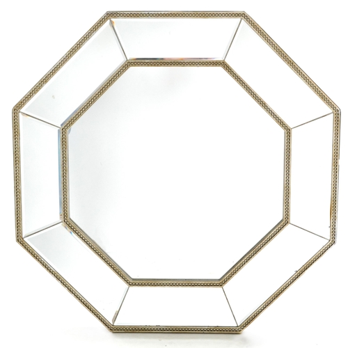 2168 - Octagonal mirror with bevelled glass and gilt frame, 60.5cm x 60.5cm