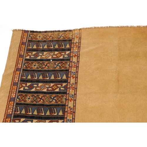 2189 - Three rectangular Turkish Kilim style rugs having a floral design, the largest 220cm x 155cm