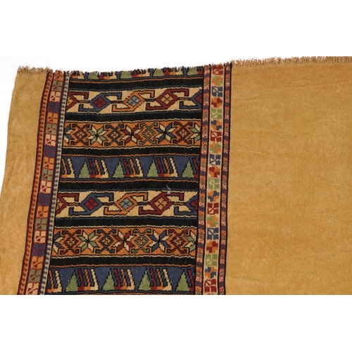 2189 - Three rectangular Turkish Kilim style rugs having a floral design, the largest 220cm x 155cm