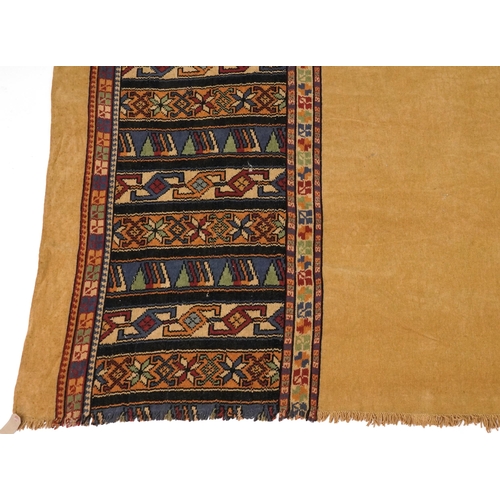 2189 - Three rectangular Turkish Kilim style rugs having a floral design, the largest 220cm x 155cm