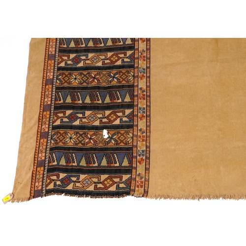 2189 - Three rectangular Turkish Kilim style rugs having a floral design, the largest 220cm x 155cm