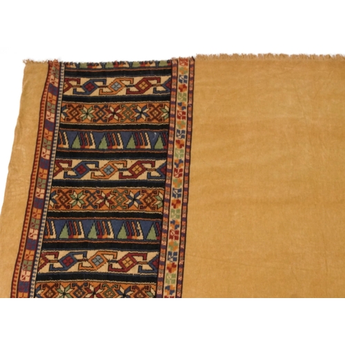 2189 - Three rectangular Turkish Kilim style rugs having a floral design, the largest 220cm x 155cm