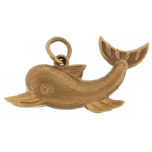 3580 - 9ct gold dolphin charm, 2.7cm in length, 1.3g