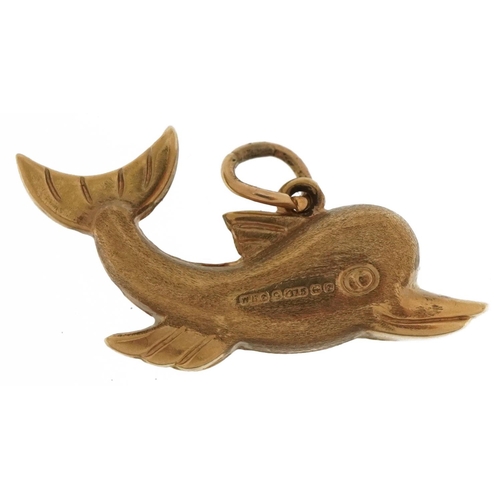 3580 - 9ct gold dolphin charm, 2.7cm in length, 1.3g