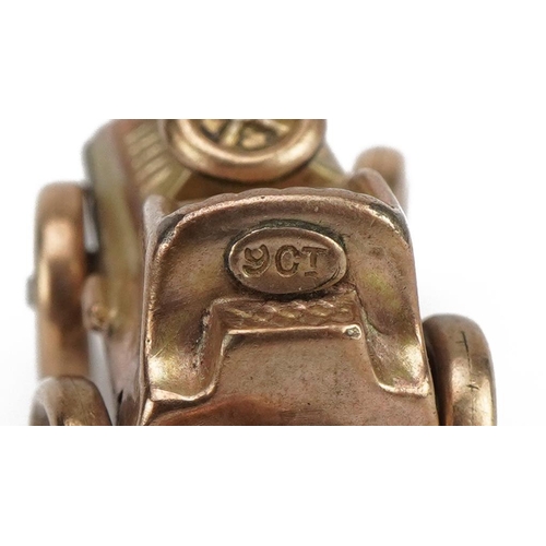 3405 - 9ct gold classic car charm, 1.9cm in length, 1.9g