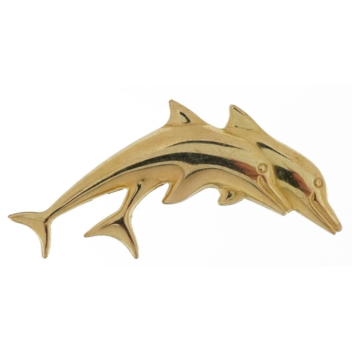 3546 - 9ct gold dolphin brooch, 3.6cm wide, 0.8g