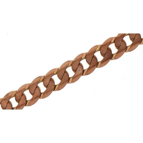 3526 - 9ct rose gold curb link bracelet, 18cm in length, 9.5g