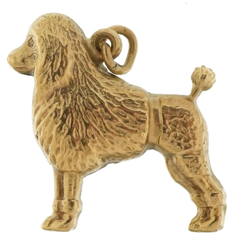 3548 - 9ct gold poodle charm, 1.7cm high, 0.9g