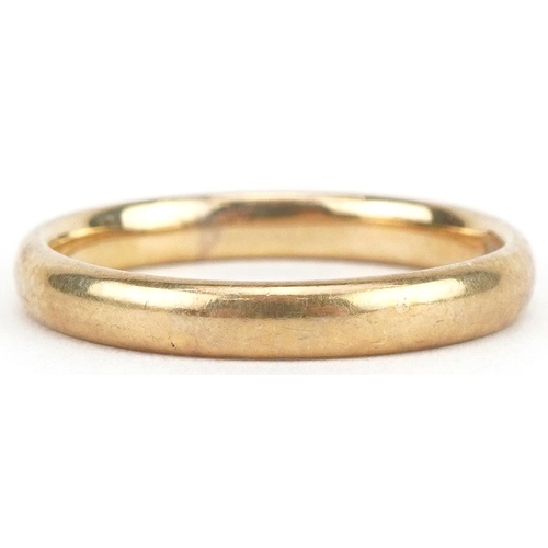 3419 - 9ct gold wedding band, size N/O, 2.5g