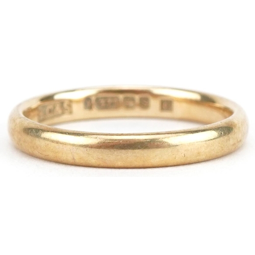 3419 - 9ct gold wedding band, size N/O, 2.5g