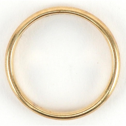 3419 - 9ct gold wedding band, size N/O, 2.5g