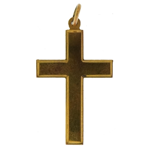 3576 - 9ct gold cross pendant, 2.8cm high, 0.8g