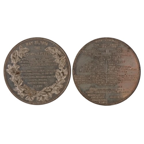 1377 - Two military interest white metal medallions comprising Battle of Jutland 1916 and Naval Actions of ... 