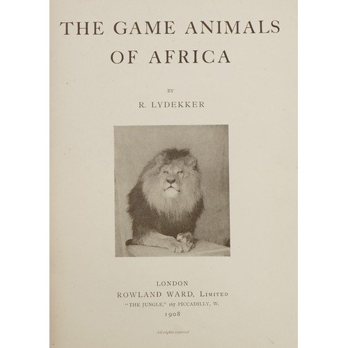 1479 - The Game Animals of Africa, hardback book by R Lydekker published London Rowland Ward 1908