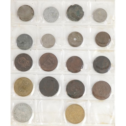 1597 - Antique and later world coinage arranged in an album including 1951 Canadian five cents