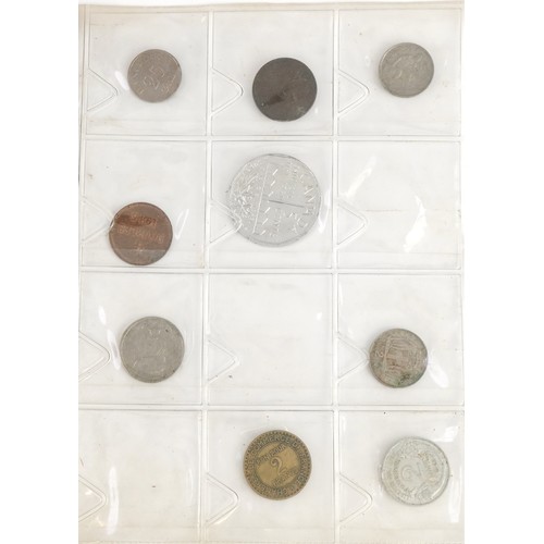 1597 - Antique and later world coinage arranged in an album including 1951 Canadian five cents