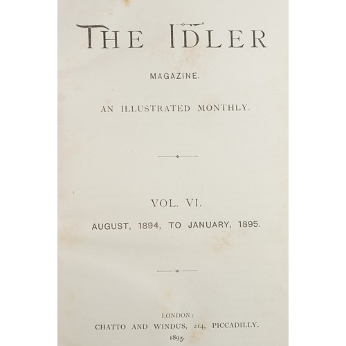 1501 - The Idler Magazine, An Illustrated Monthly, six 19th century leather bound  hard back books volumes ... 