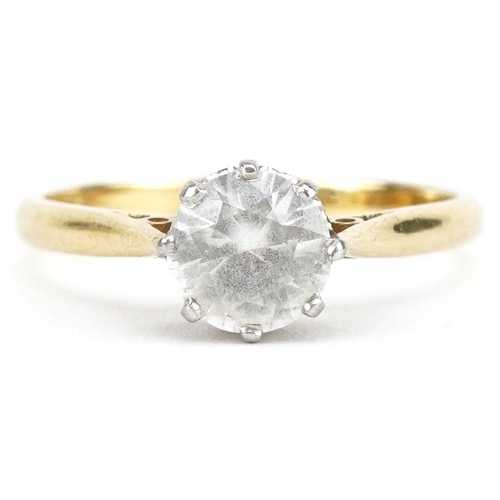 3135 - 18ct gold and platinum white spinel solitaire ring, the spinel approximately 6.50mm in diameter, siz... 