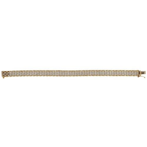 3161 - 9ct two tone gold watch strap design bracelet, 18cm in length, 12.2g