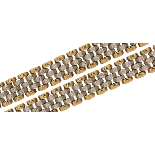 3159 - 9ct two tone gold watch strap design necklace, 40cm in length, 25.5g