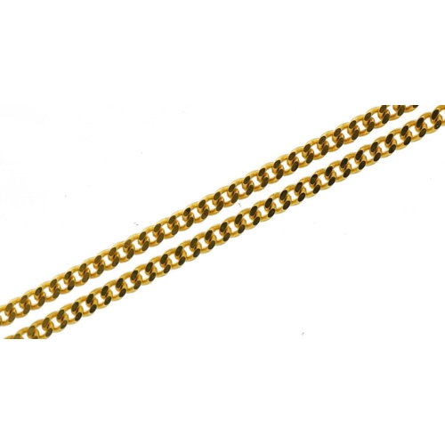 3607 - 9ct gold fine curb link necklace, 44cm in length, 1.2g