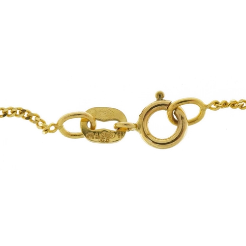 3607 - 9ct gold fine curb link necklace, 44cm in length, 1.2g