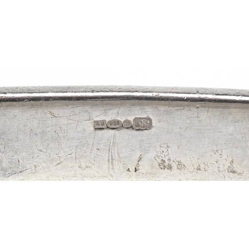 3696 - Heavy silver hinged bangle, 7cm wide, 37.0g