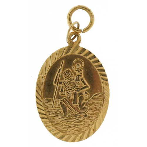 3620 - 9ct gold St Christopher pendant, 2.4cm high, 1.5g