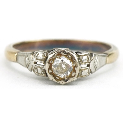 3061 - Art Deco 9ct gold diamond solitaire ring, the diamond approximately 3.5mm in diameter, size K, 2.2g