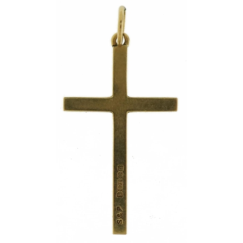 3463 - 9ct gold cross pendant, 3cm high, 2.1g