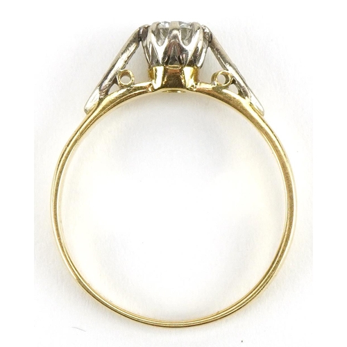 3054 - 18ct gold diamond solitaire ring with diamond set shoulders, the central diamond approximately 0.30 ... 