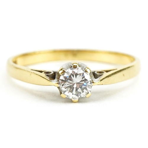 3037 - 18ct gold diamond solitaire ring, the diamond approximately 0.30 carat, size O, 2.2g