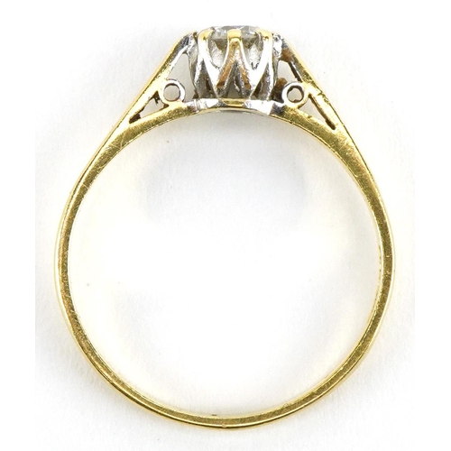 3037 - 18ct gold diamond solitaire ring, the diamond approximately 0.30 carat, size O, 2.2g