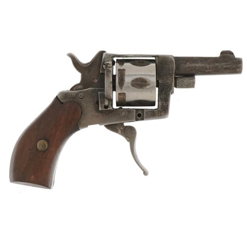 1434 - WITHDRAWN 19th century pinfire pocket revolver with wooden grip, 11cm in length