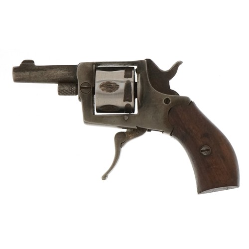 1434 - WITHDRAWN 19th century pinfire pocket revolver with wooden grip, 11cm in length