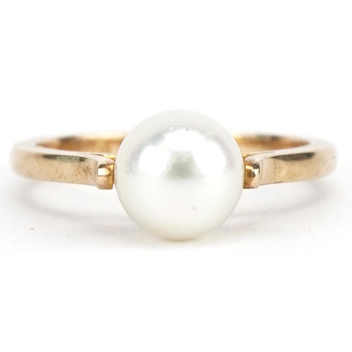 9ct gold Ciro pearl ring with box and certificate size J 2.0g