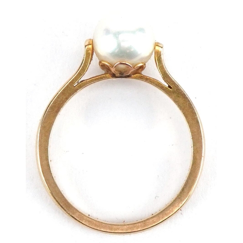 3528 - 9ct gold Ciro pearl ring with box and certificate, size J, 2.0g