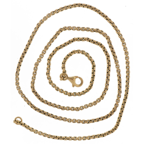 3031 - 9ct gold box link necklace, 50cm in length, 9.7g