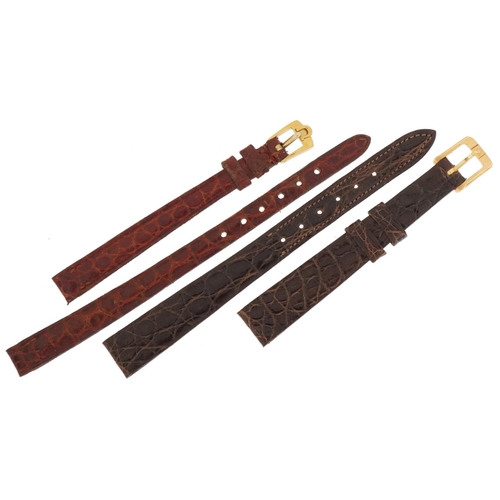 3698 - Two Omega leather wristwatch straps, approximately 18cm in length